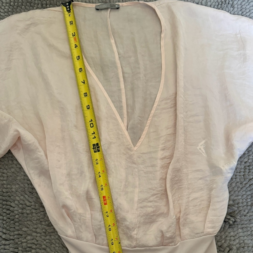 Satin Pink Zara Flowy Top (Body Suit Style)